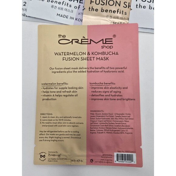 The Creme Shop Fusion Sheet Mask Set Of 6 Watermelon, Tumeric, Rose Gold Coconut - Picture 3 of 9